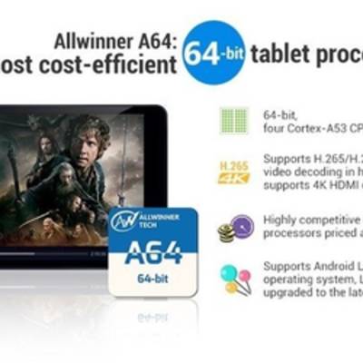 Allwinner A64 - бюджетный 64-битный 4-ядерный (Cortex-A53) чип для планшетов