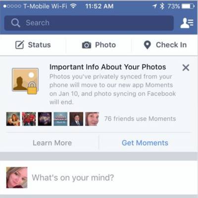 Facebook заставит мобильных пользователей перейти на Moments