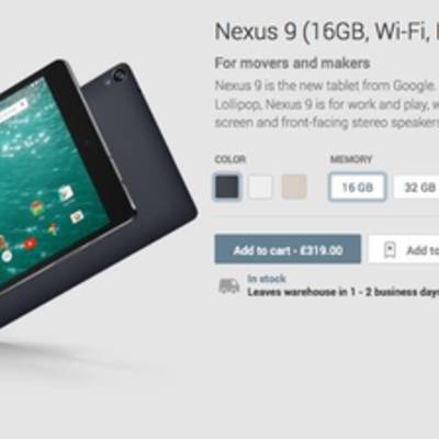 Google Nexus 9 доступен для покупки в Play Store