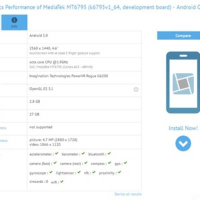 Тестовое устройство с MediaTek MT6795 засветилось в бенчмарке